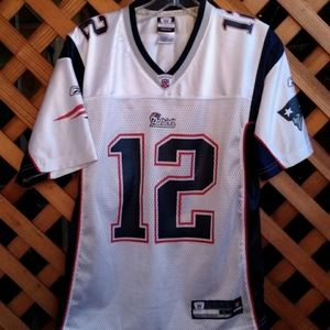 RARE WHITE REEBOK NFL PATRIOTS JERSEY #12 BRADY